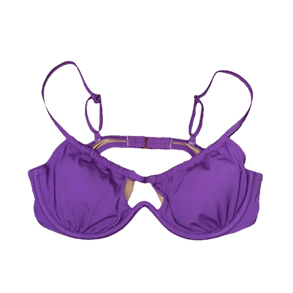 Shade & Shore Purple Bikini Top 36B Bra Sized Bralette Removable Cups Adjustable